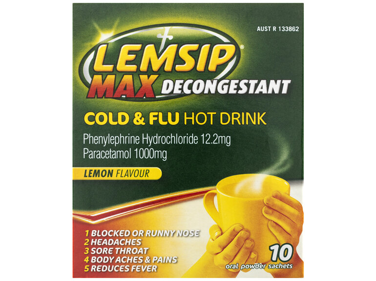 LEMSIP Max Cold & Flu Decongestant Lemon 10