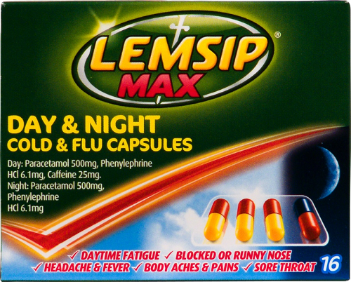 LEMSIP Max Cold & Flu Day & Night 16caps