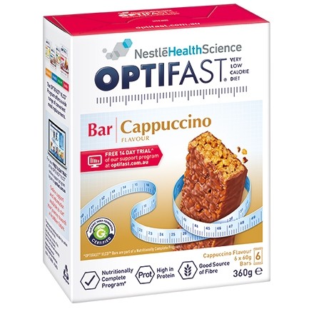 OPTIFAST VLCD BAR 6 x 60gm bars - CAPPUCINO