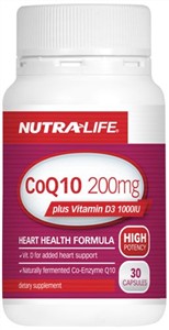 Nutralife CoQ10 200mg Plus Vit D 1000IU 30