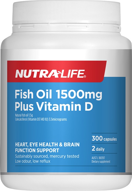 Nutra-Life Fish Oil 1500mg + Vitamin D 300 caps