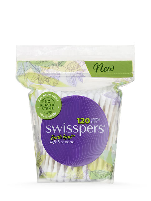 SWISSPERS Cotton Tips 120pk (Paper Stems)