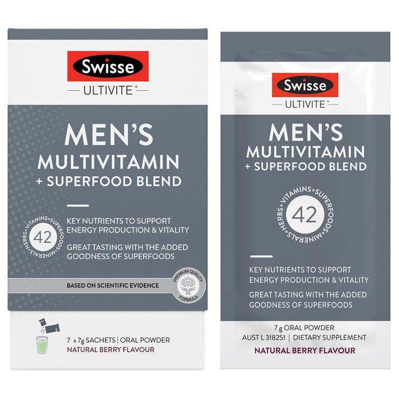 SWISSE Mens Ultivite Multi Vitamin + Super Food Blend 7pk