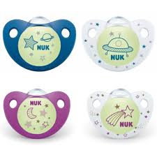 NUK Glow in Dark Silicone Soother 0-6m 2pk