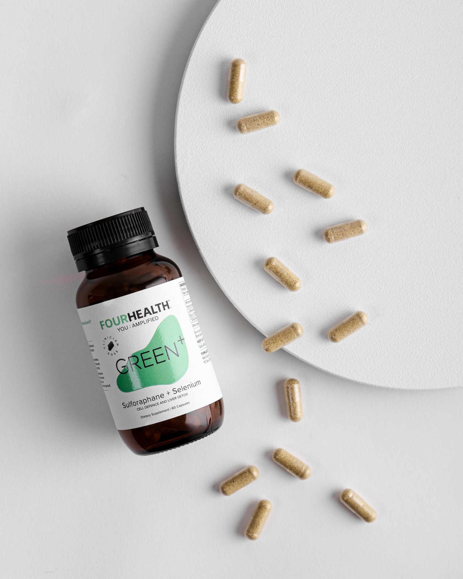 FOUR HEALTH Green 600mg 60caps - increases glutathione production via genetic switches.