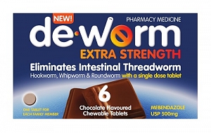 DE-WORM 500mg 6tabs Chocolate