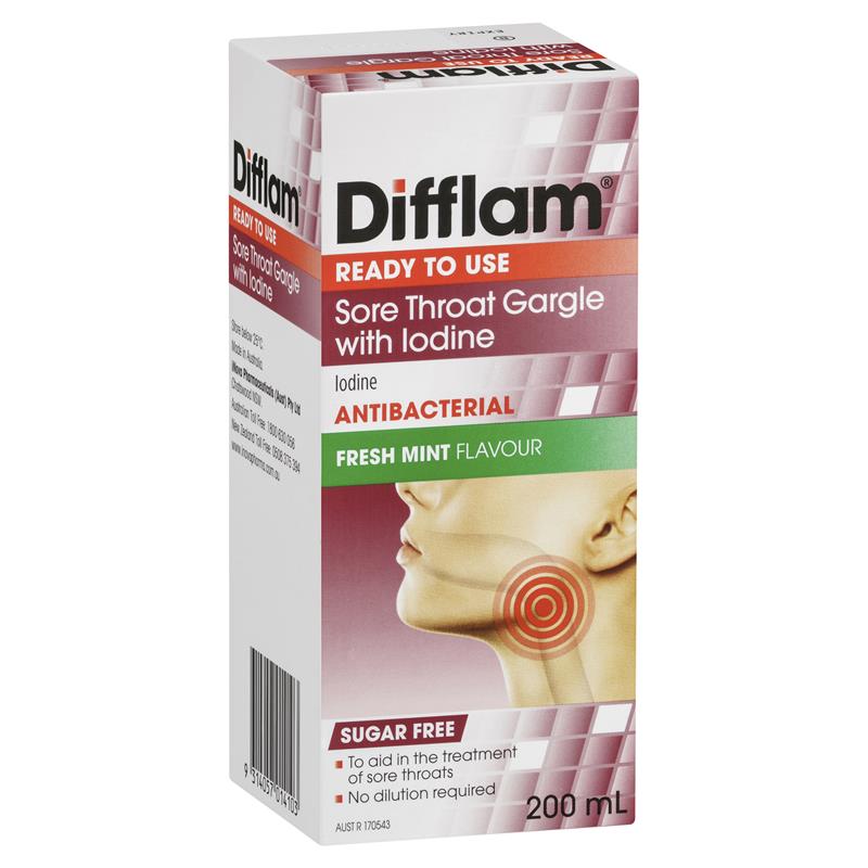 DIFFLAM Sore Throat Gargle with Iodine 200ml