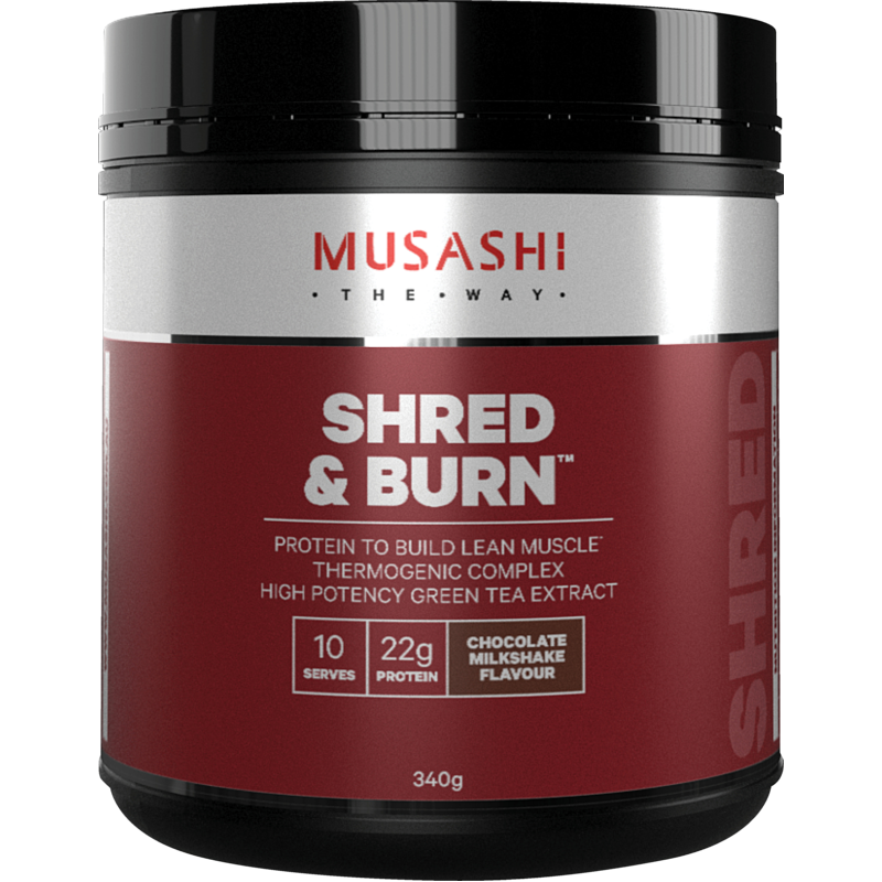 MUSASHI Shred&Burn Choc Milk Shake 340g