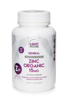 Light House ZINC ORGANIC 15MG CAPS 120